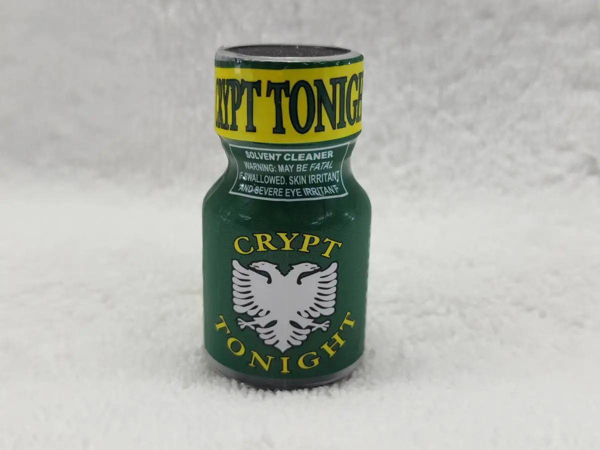 A bottle of crypt tonic on a white background.