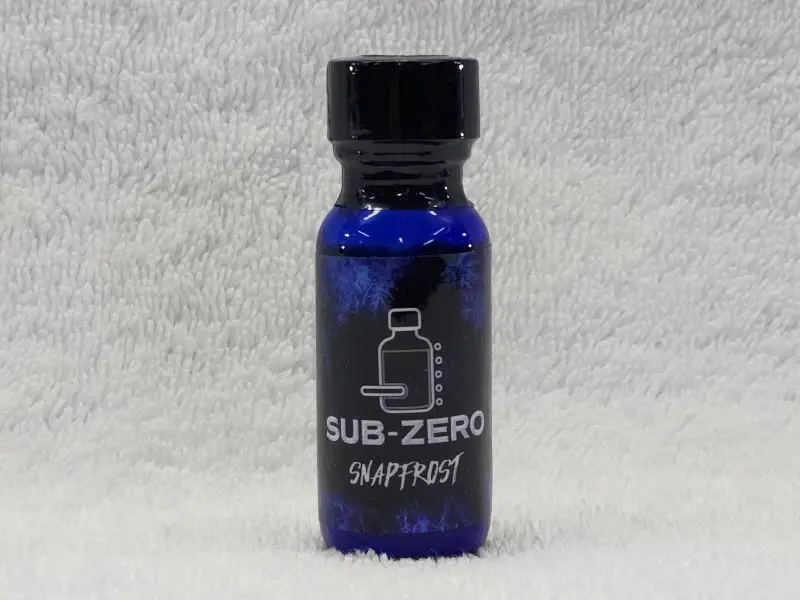 A blue bottle with the word sub zero on it.