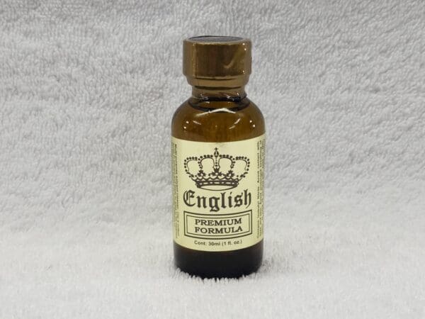 A bottle of english premium potions on top of a white background.
