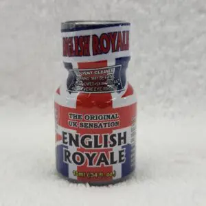A bottle of English Royal with the British flag on it.