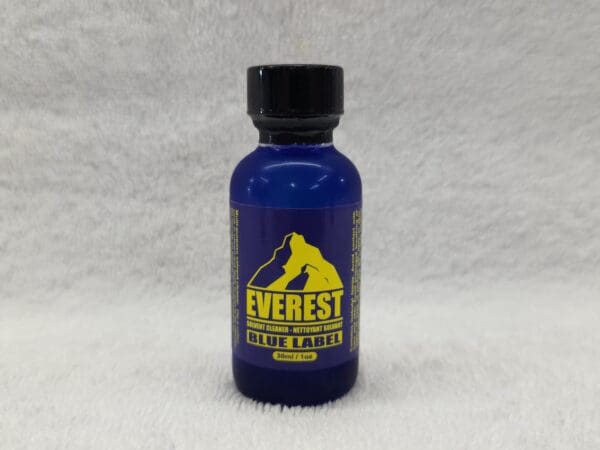 A bottle of everest blue energy shot