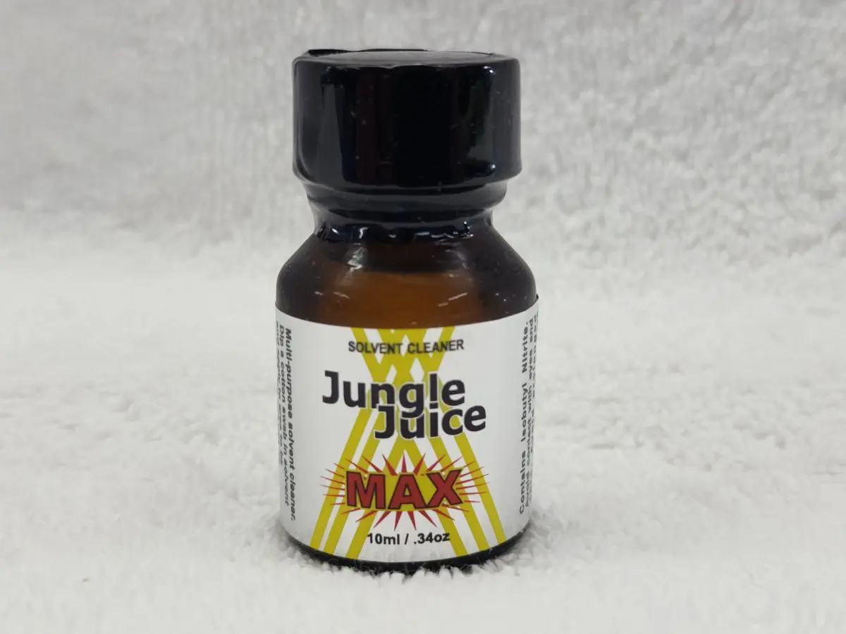 A bottle of Jungle Juice Max on a white background.