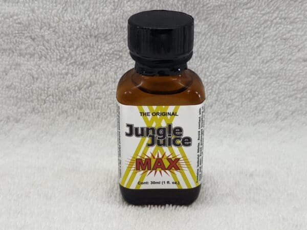 A bottle of juggle juice wax on top of a white background.