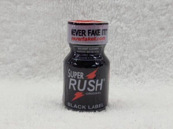 A bottle of black label super rush