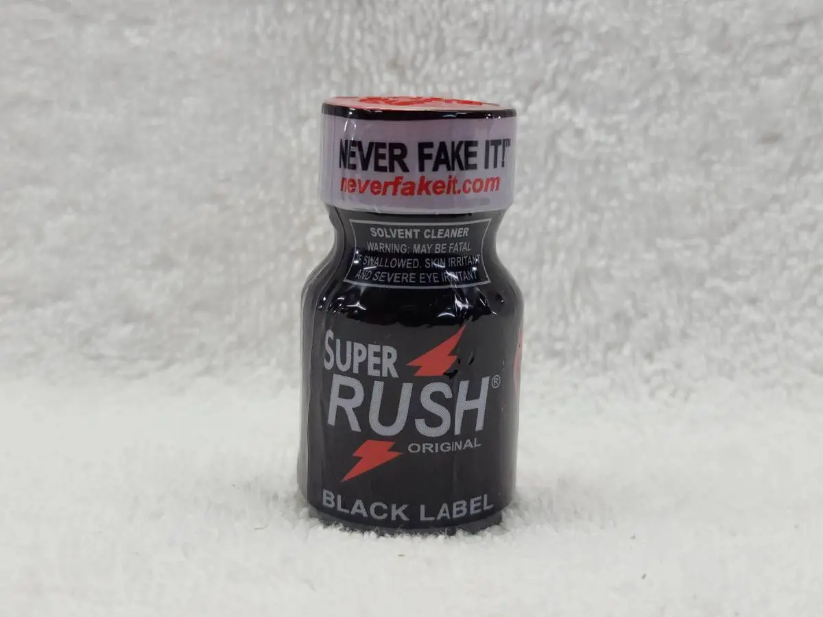 A bottle of black label super rush