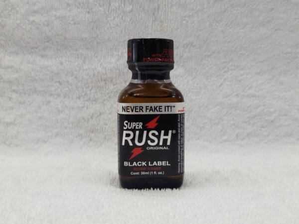 A bottle of black label super rush